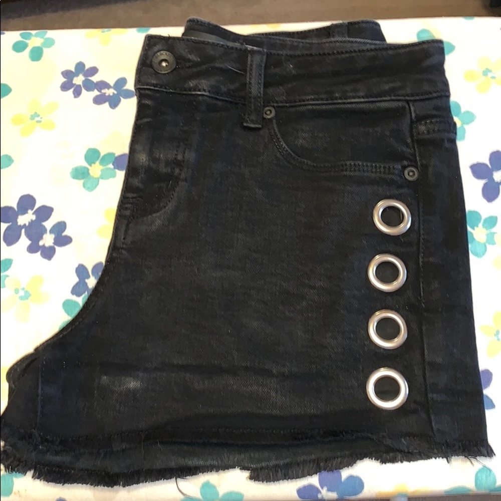 Black heart jean shorts